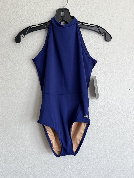 Mariia Other - Mariia Halter Dance Leotard Open Back Navy Size XLC Extra Large Child ME2101C
